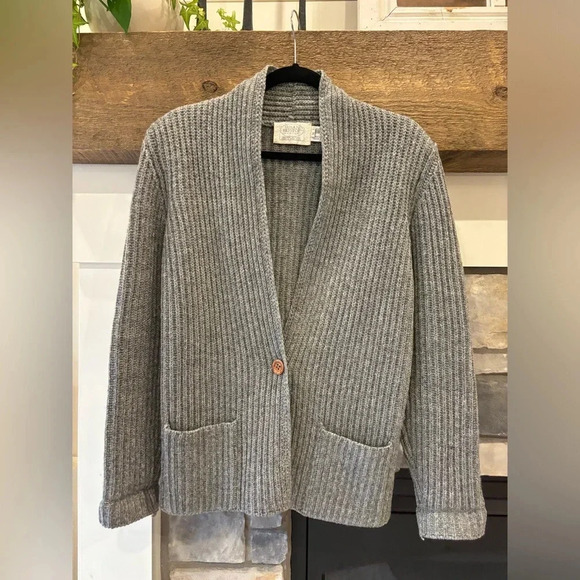 Susan Bristol Jackets & Blazers - Susan Bristol Wool Cardigan Blazer women M grey Chunky Knit Grandpacore Academia